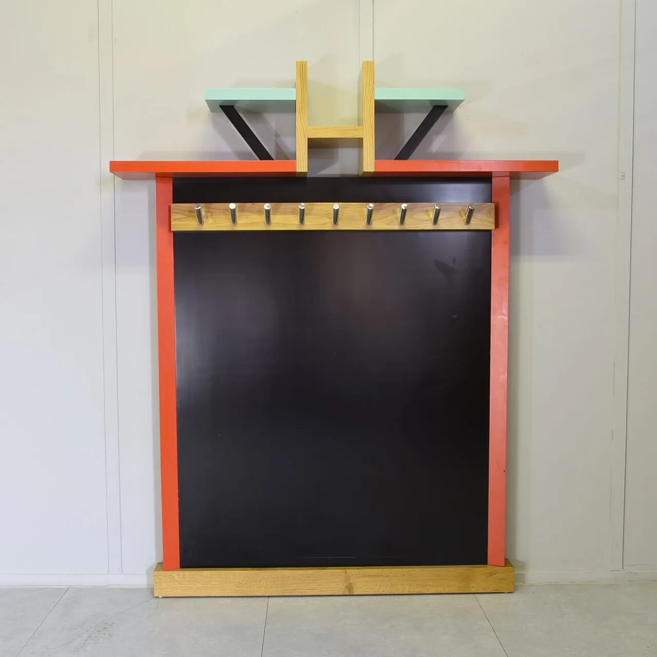 Wall coat rack in polychrome lacquered wood by Ettore Sottsass, 1980s 4