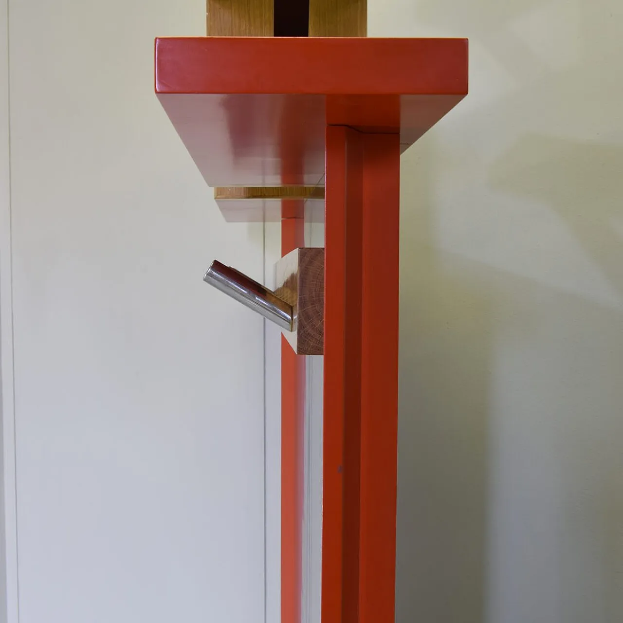 Wall coat rack in polychrome lacquered wood by Ettore Sottsass, 1980s 8