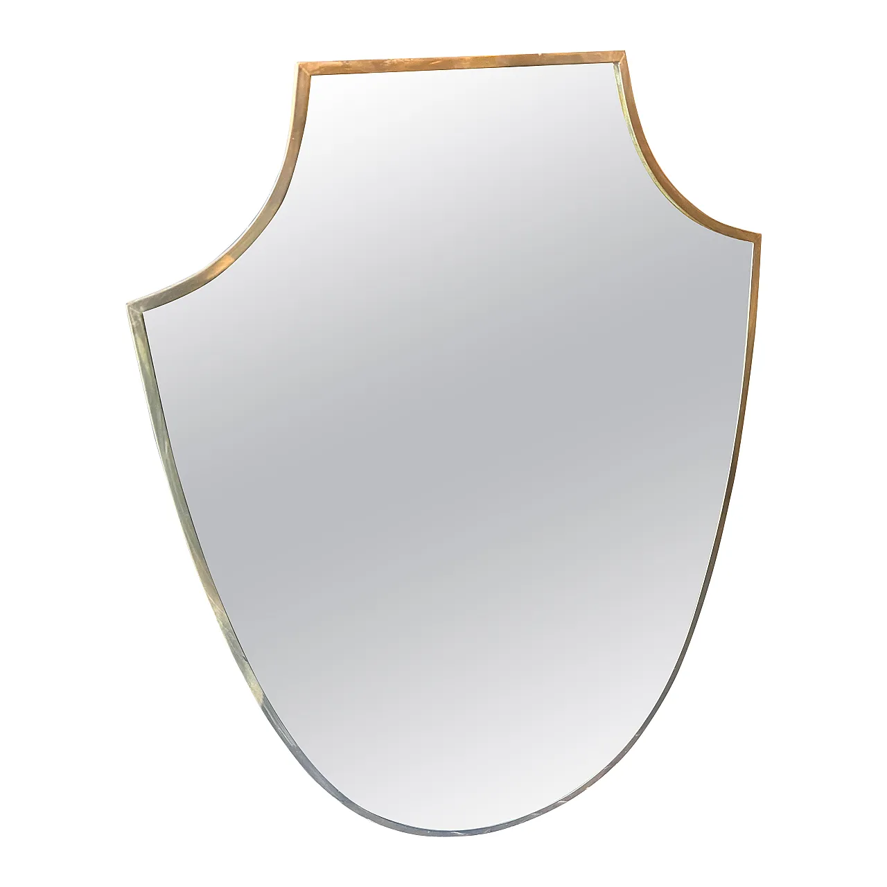 Specchio da parete con scudo d'ottone di Gio Ponti, anni '50 1