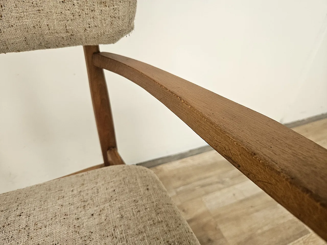 Swedish armchair in wood and fabric 10