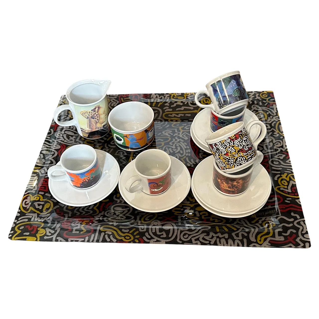 Coffee service and serving tray Cafè des Arts by Lavazza, 1990s 1
