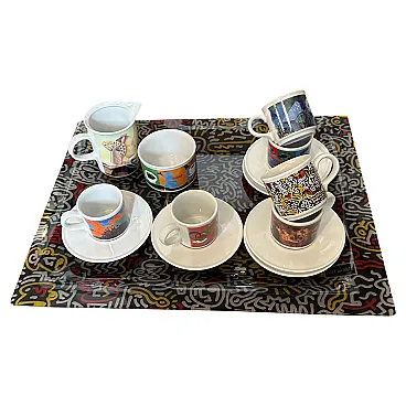 Coffee service and serving tray Cafè des Arts by Lavazza, 1990s