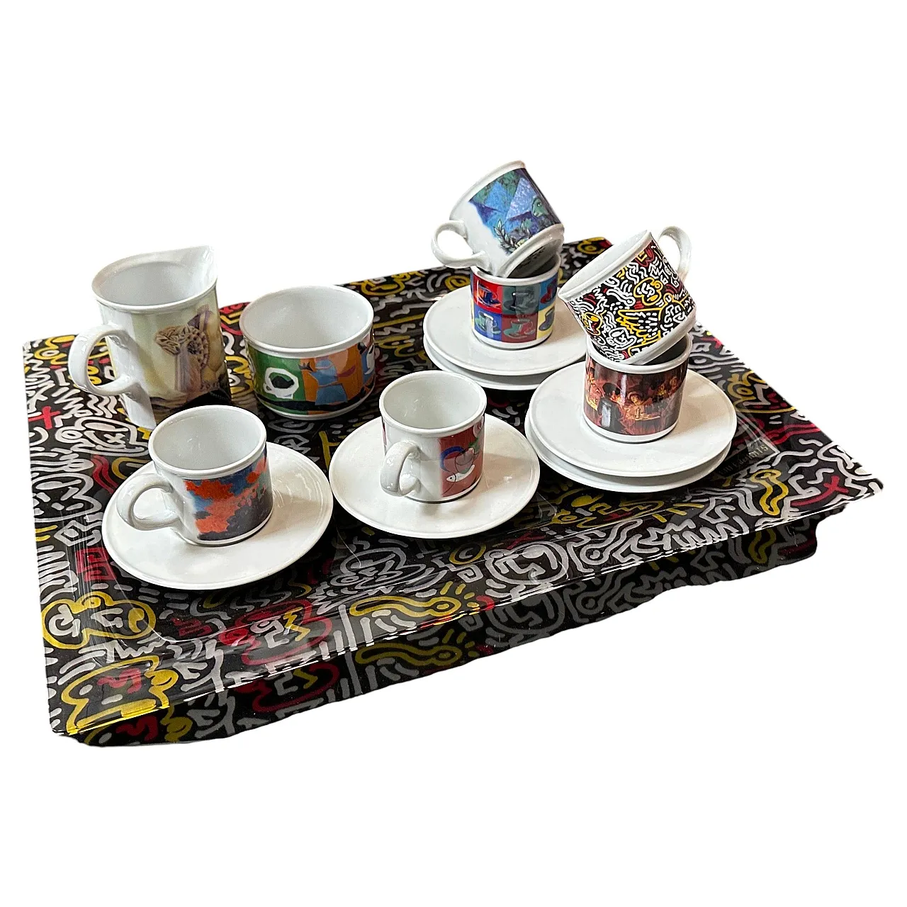 Coffee service and serving tray Cafè des Arts by Lavazza, 1990s 2