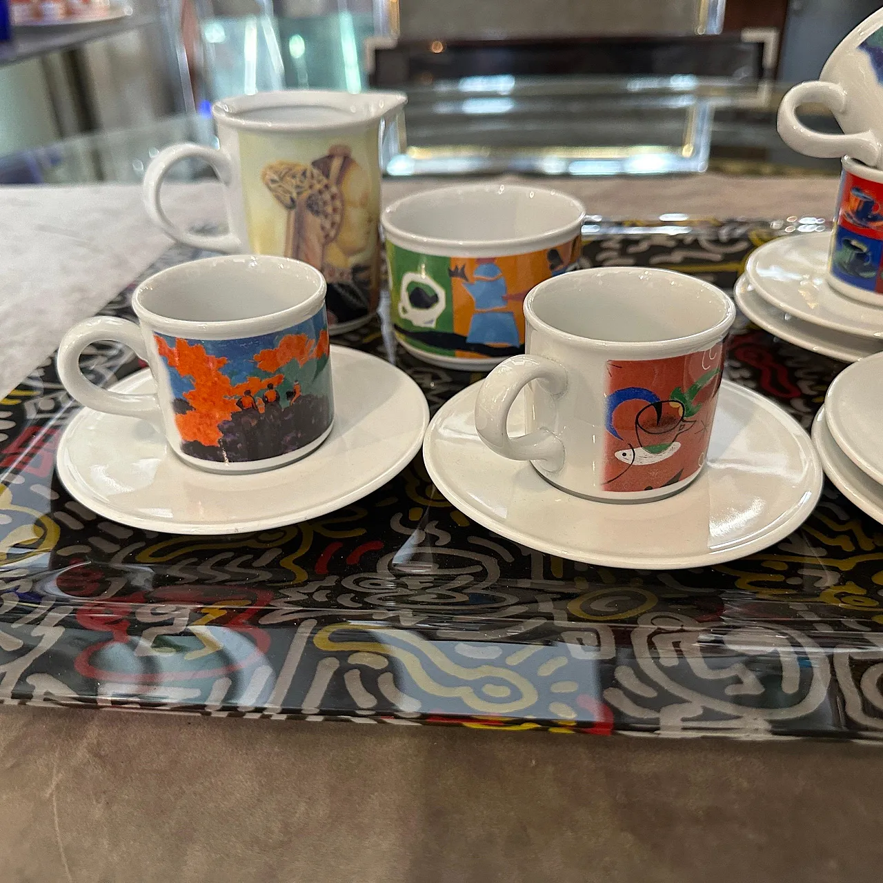 Coffee service and serving tray Cafè des Arts by Lavazza, 1990s 5