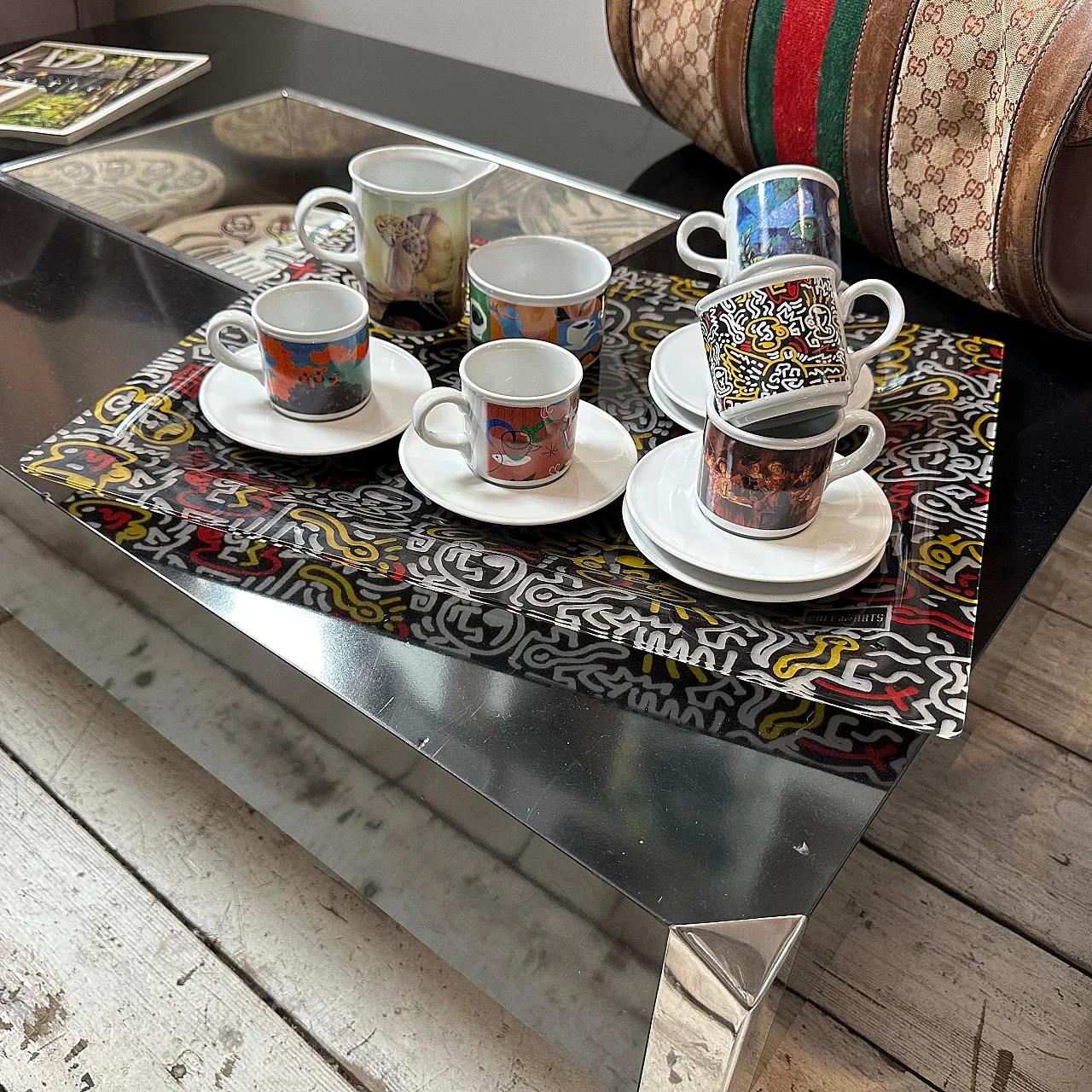 Coffee service and serving tray Cafè des Arts by Lavazza, 1990s 9