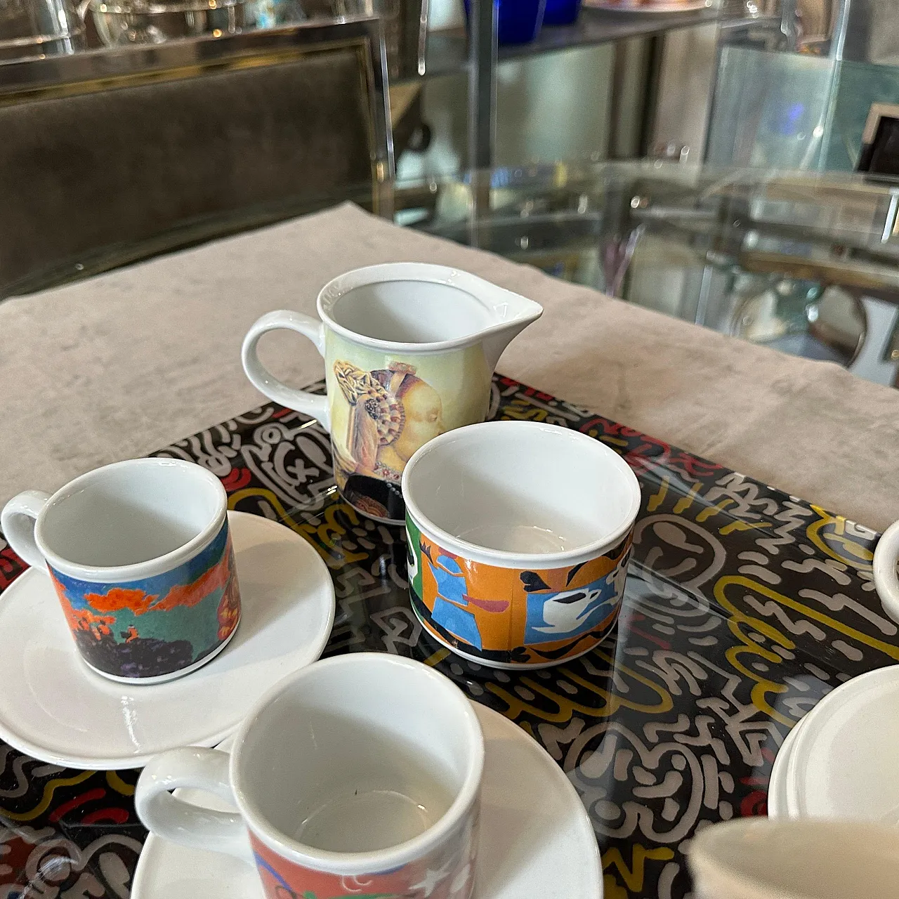 Coffee service and serving tray Cafè des Arts by Lavazza, 1990s 13