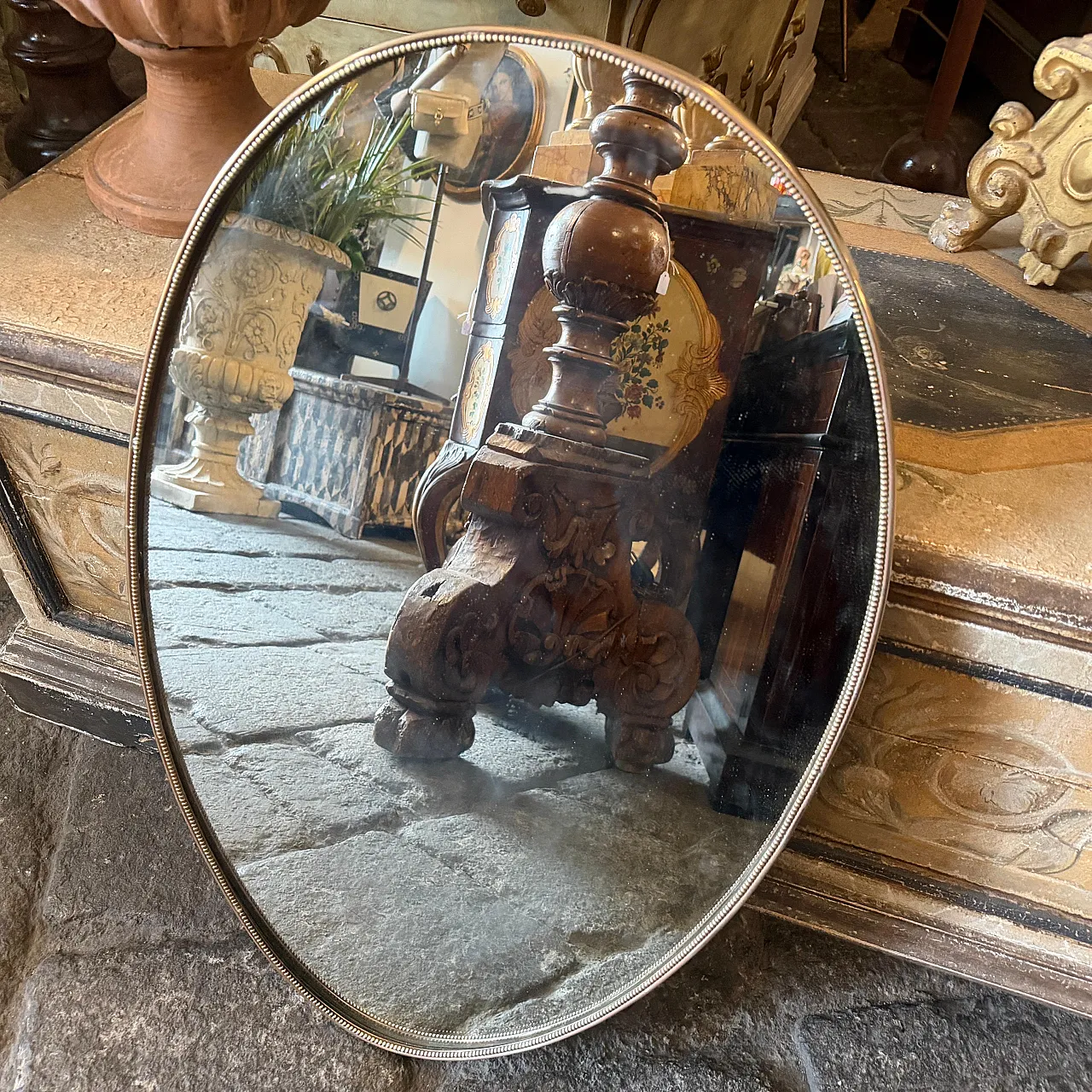 Specchio da parete ovale in ottone di Giò Ponti, anni '60 3