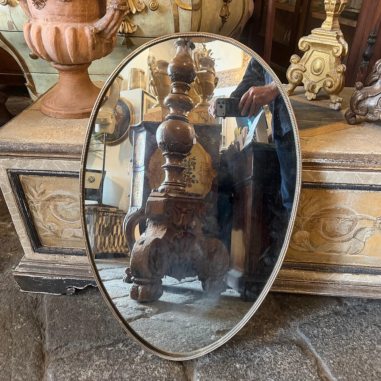 Specchio da parete ovale in ottone di Giò Ponti, anni '60 4