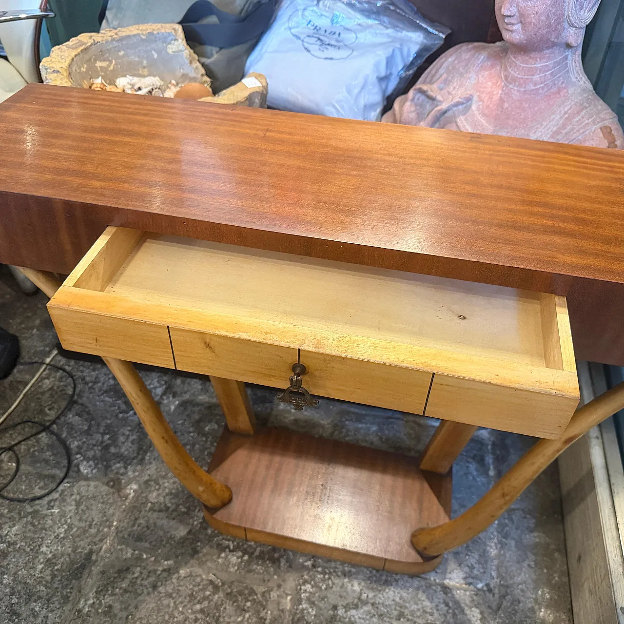 Gio Ponti style Mid-Century Modern wood console, 1950s 5