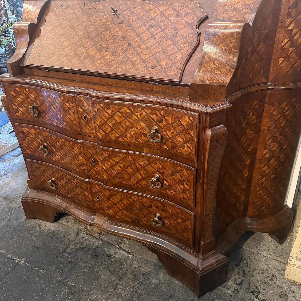 Louis XIV marquetry bureau cabinet, early 18th century 6