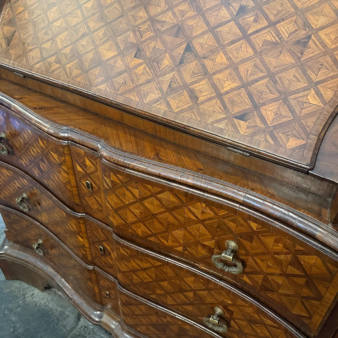 Louis XIV marquetry bureau cabinet, early 18th century 8
