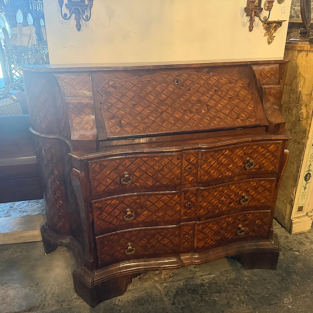Louis XIV marquetry bureau cabinet, early 18th century 10