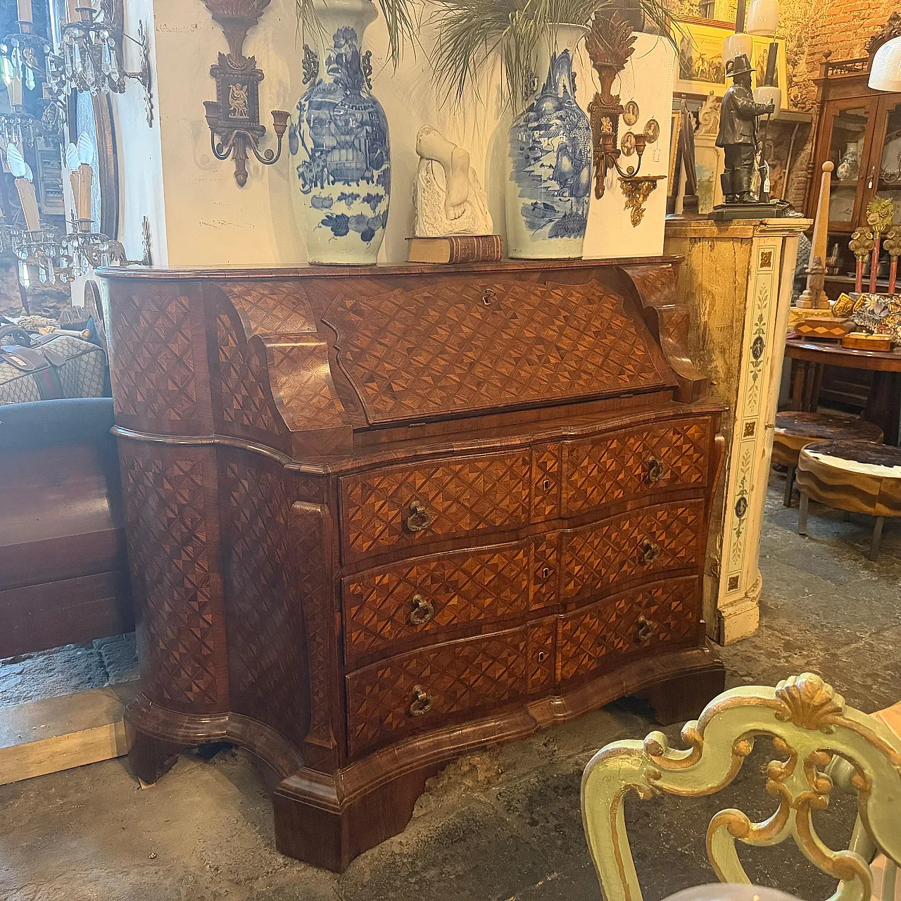 Louis XIV marquetry bureau cabinet, early 18th century 14