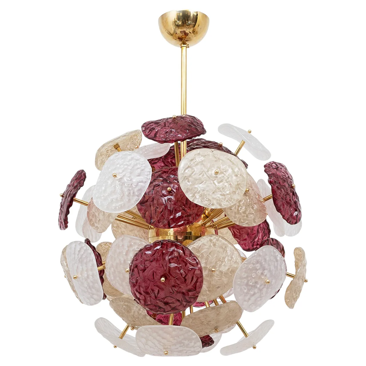 Lampadario Sputnik in vetro di Murano e ottone, '900 1