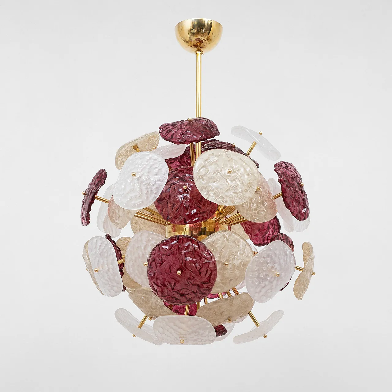 Lampadario Sputnik in vetro di Murano e ottone, '900 2