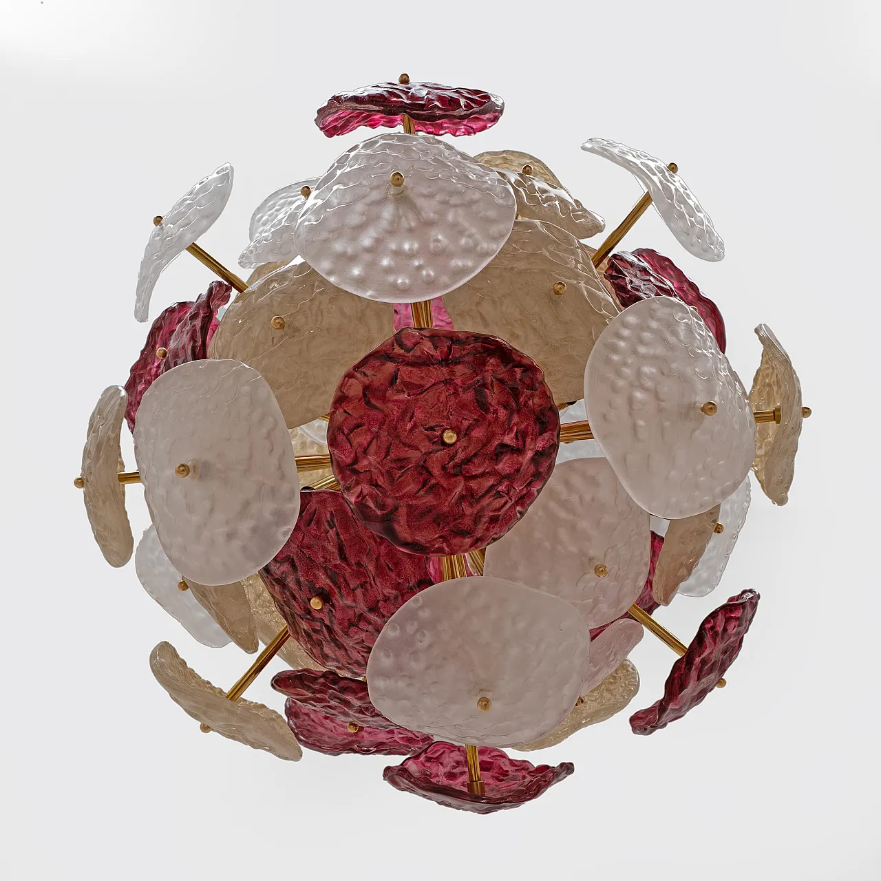 Lampadario Sputnik in vetro di Murano e ottone, '900 6