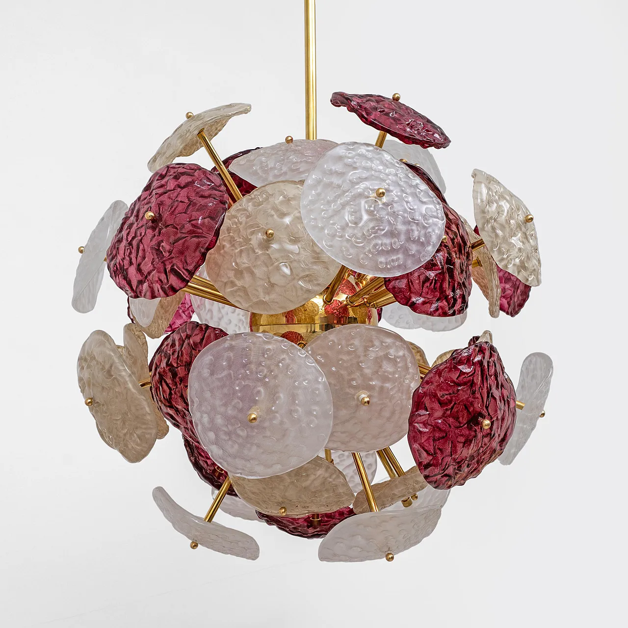 Lampadario Sputnik in vetro di Murano e ottone, '900 7