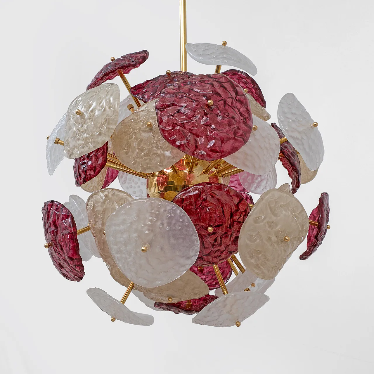 Lampadario Sputnik in vetro di Murano e ottone, '900 9
