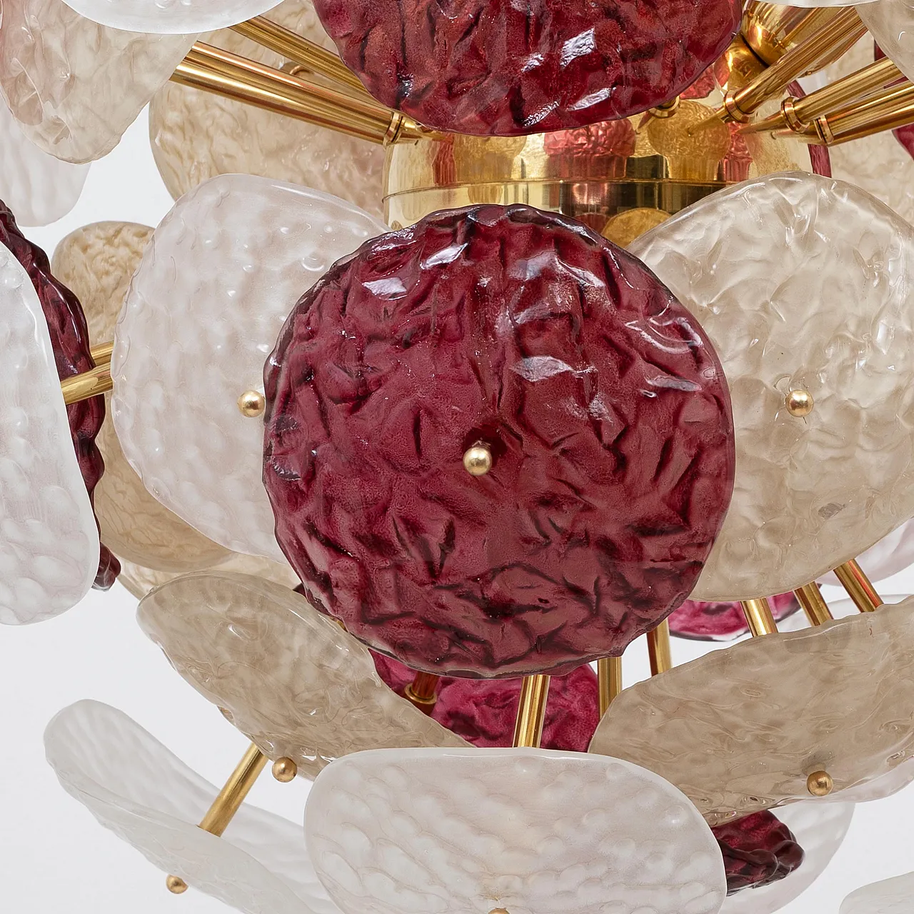 Lampadario Sputnik in vetro di Murano e ottone, '900 10