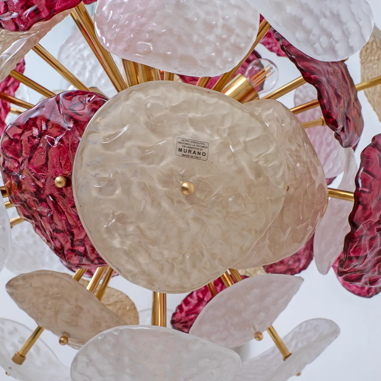 Lampadario Sputnik in vetro di Murano e ottone, '900 11