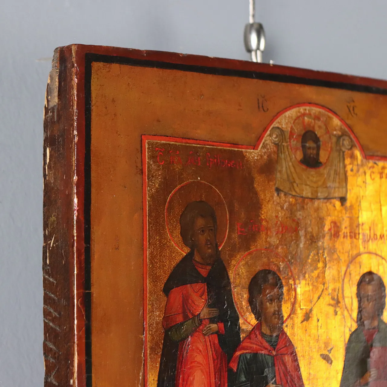Icona Cristo Benedicente e Santi, '800 9