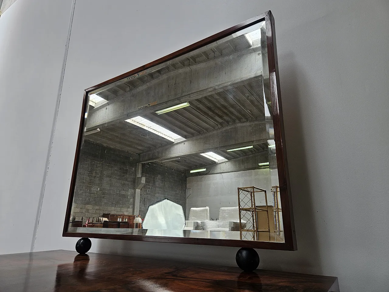 1940s Art Deco sideboard in walnut root with mirror 5