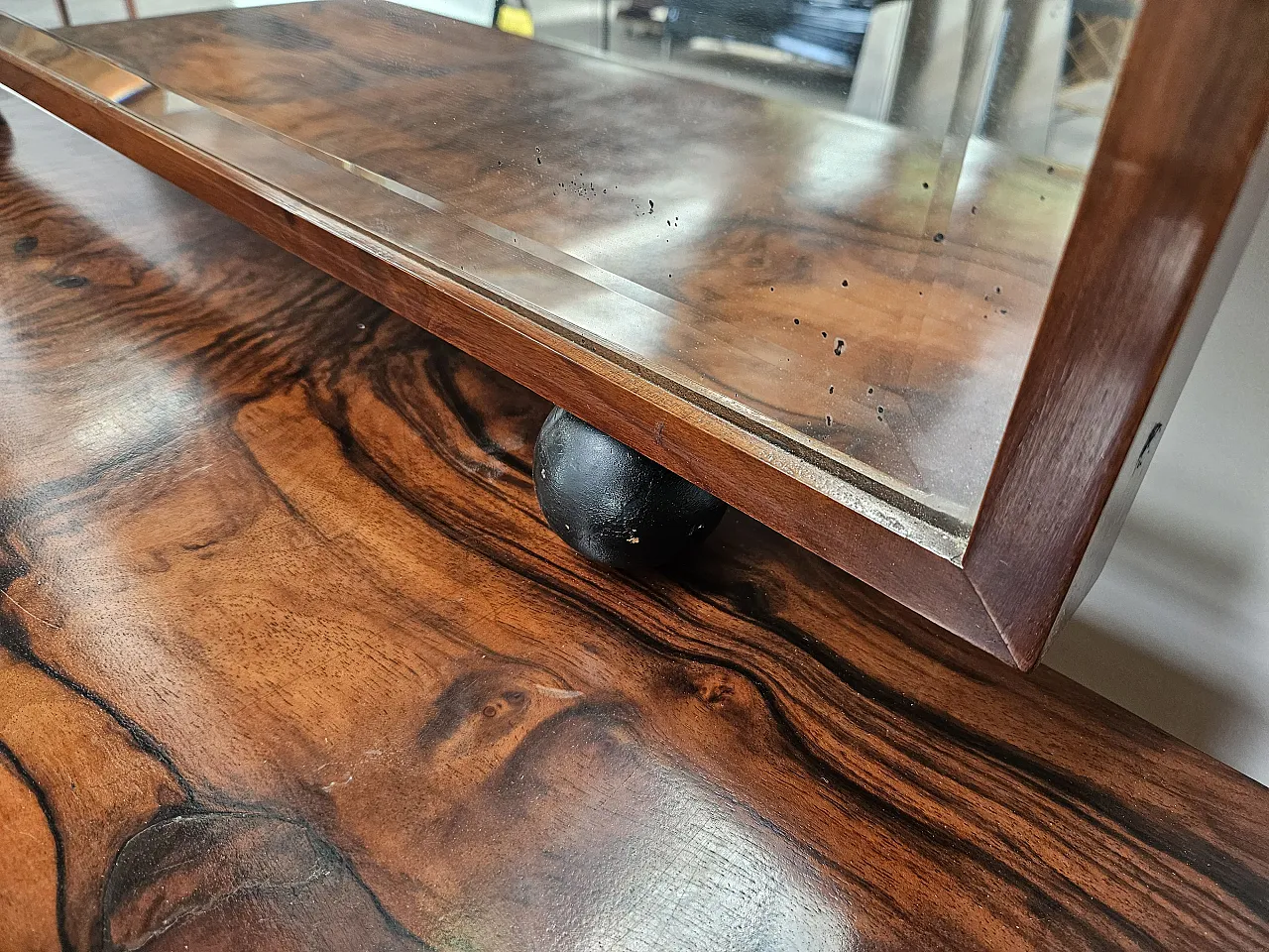 1940s Art Deco sideboard in walnut root with mirror 7
