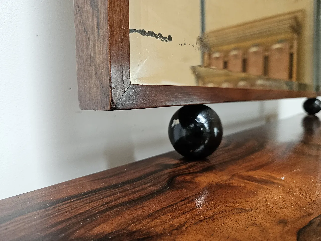 1940s Art Deco sideboard in walnut root with mirror 8
