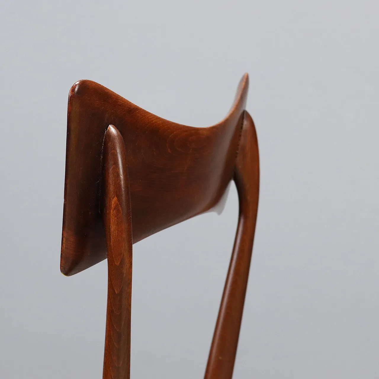 4 Chairs in wood and velvet, mid-20th century 7