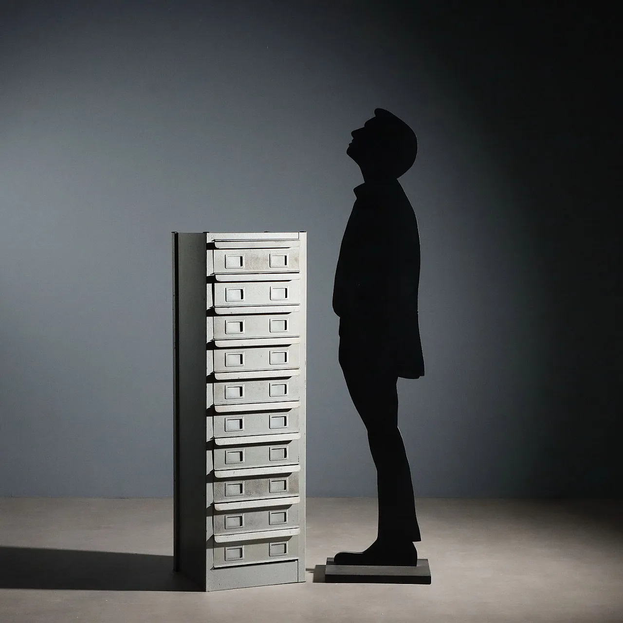 Metal classifier with ten drawers, 20th century 3