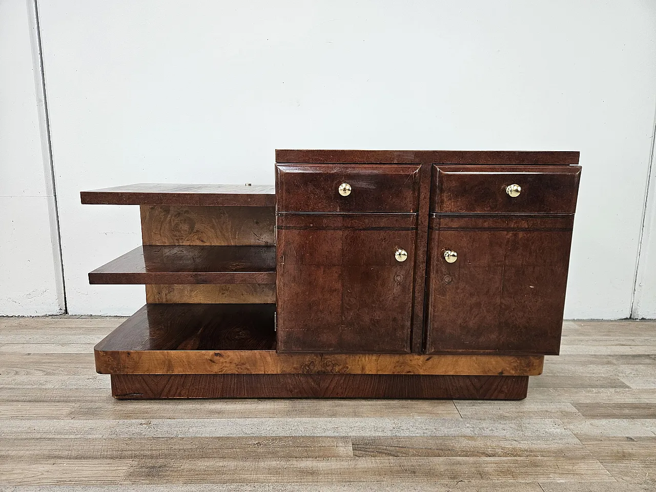 Art Deco dressing table in walnut and blond walnut 1