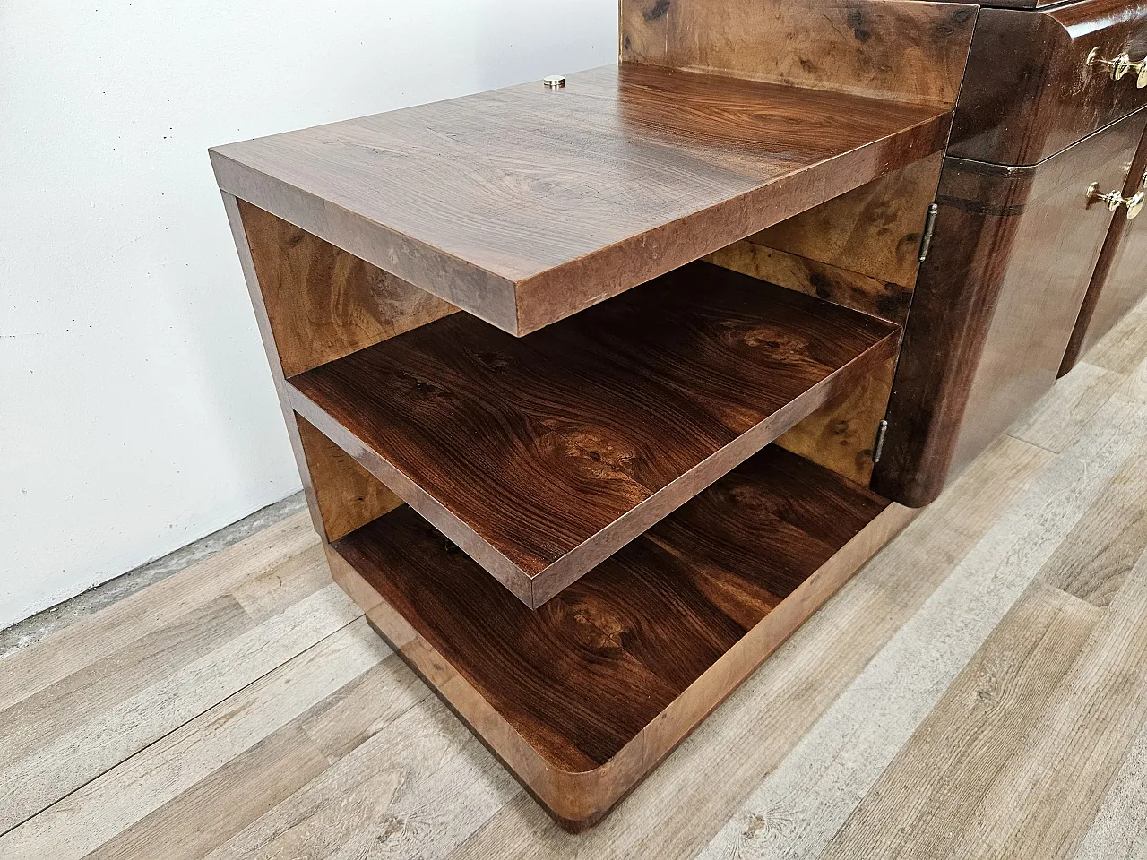 Art Deco dressing table in walnut and blond walnut 4