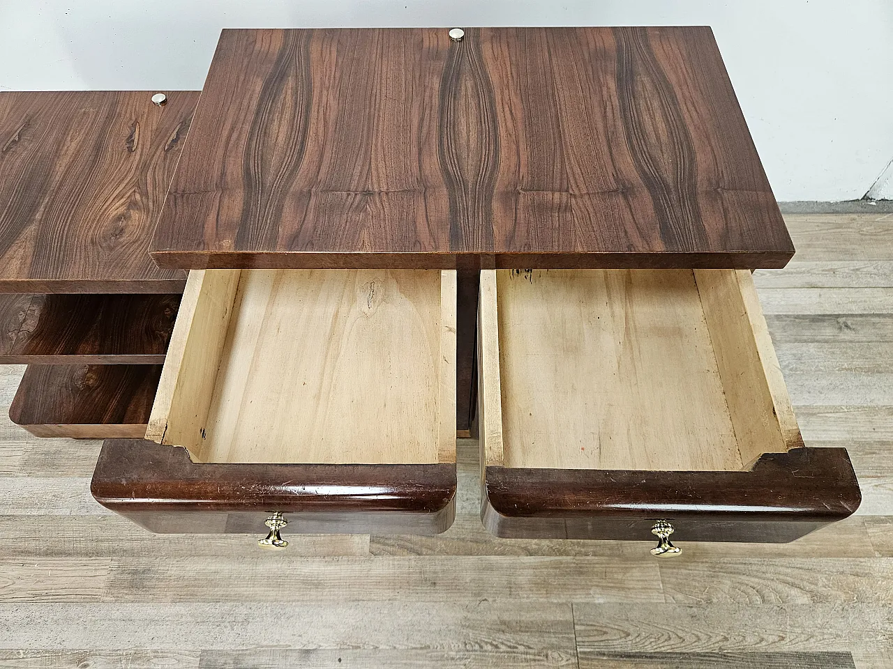 Art Deco dressing table in walnut and blond walnut 11
