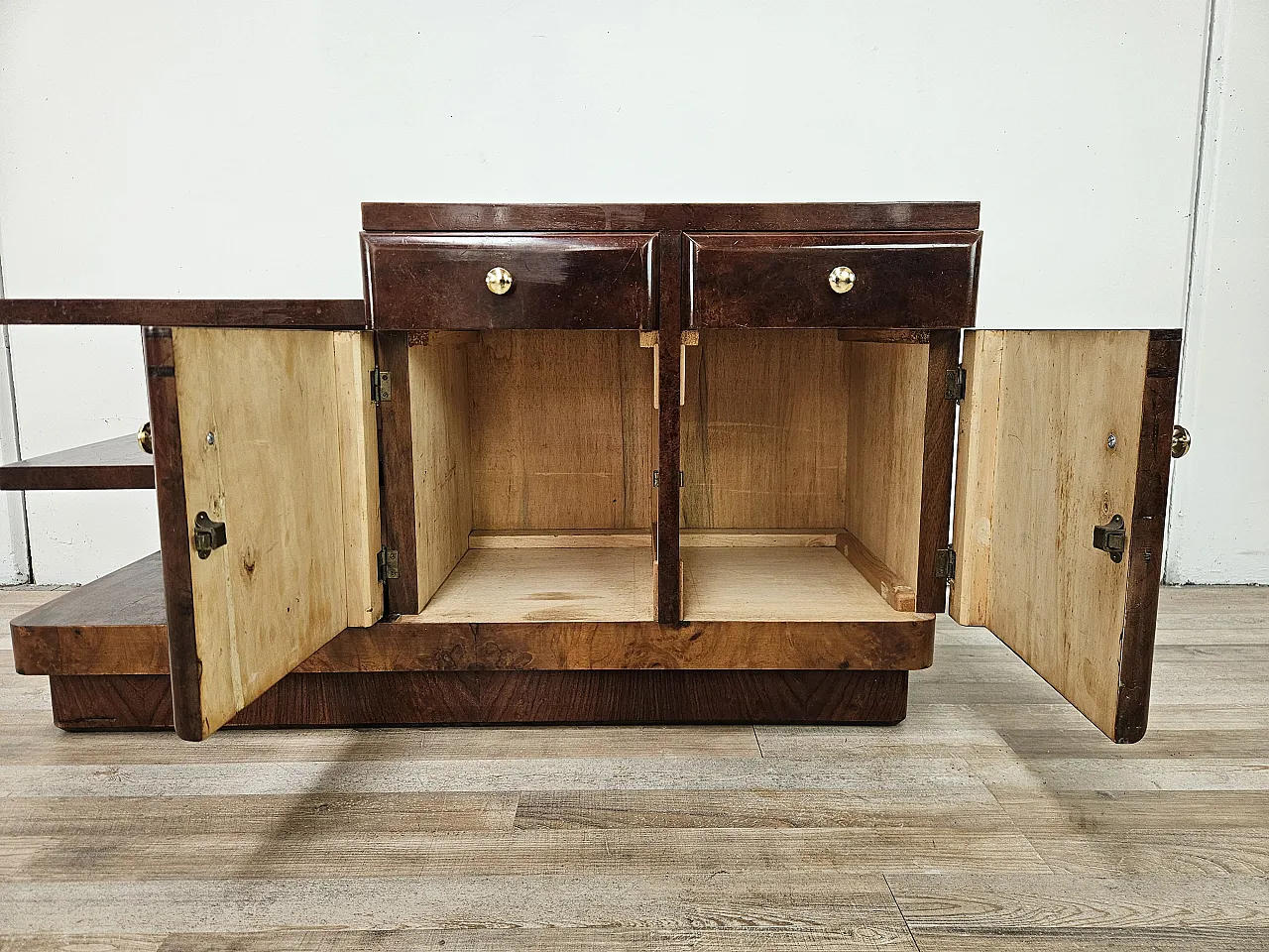 Art Deco dressing table in walnut and blond walnut 12