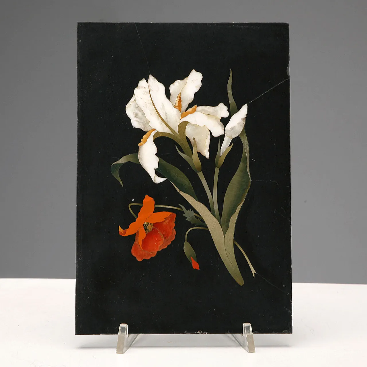Semi-precious stone plaque with clerk inlay, 20th century 3