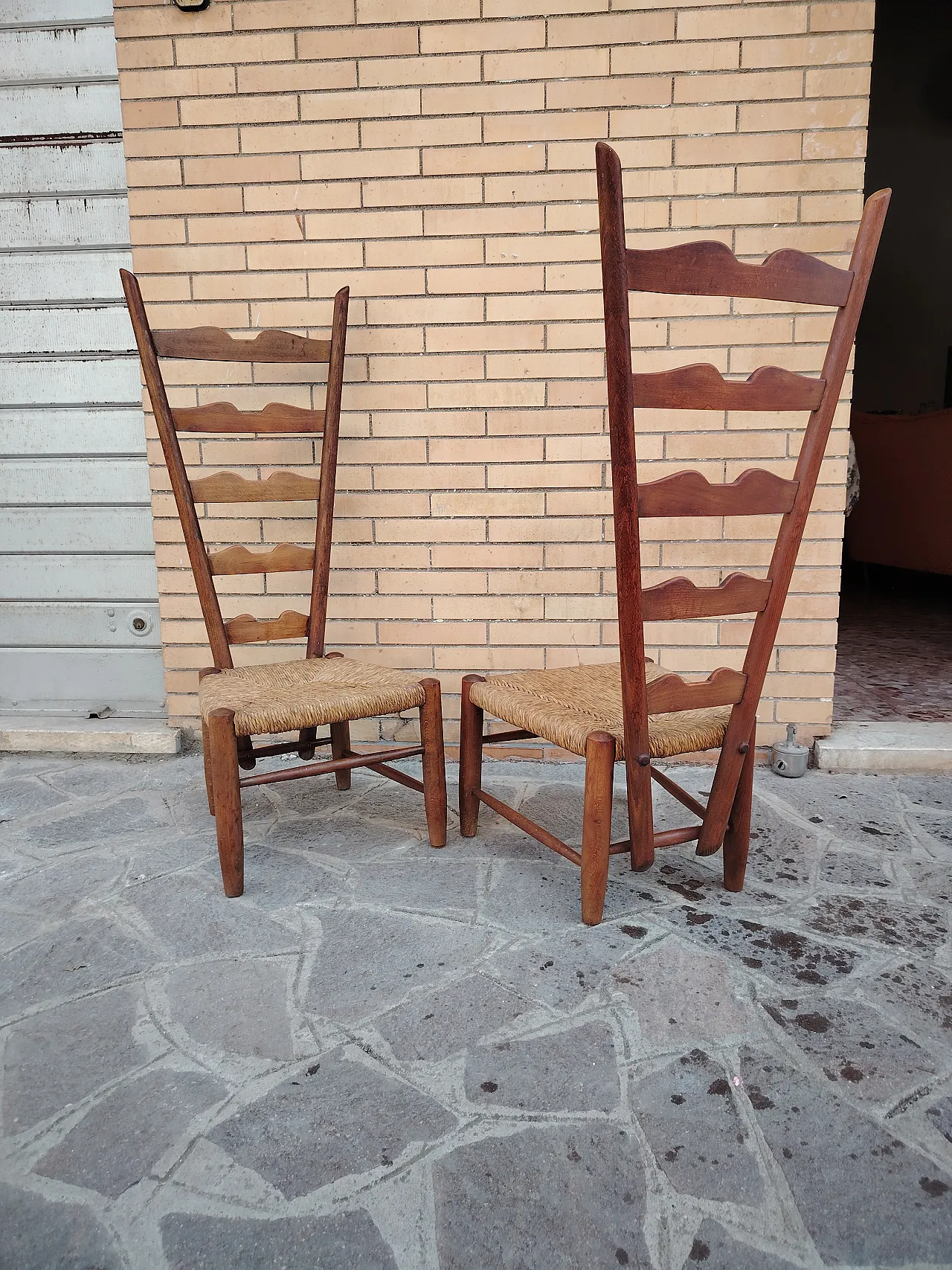 Pair of rare Gio Ponti fireplace chairs from the 1940s 3