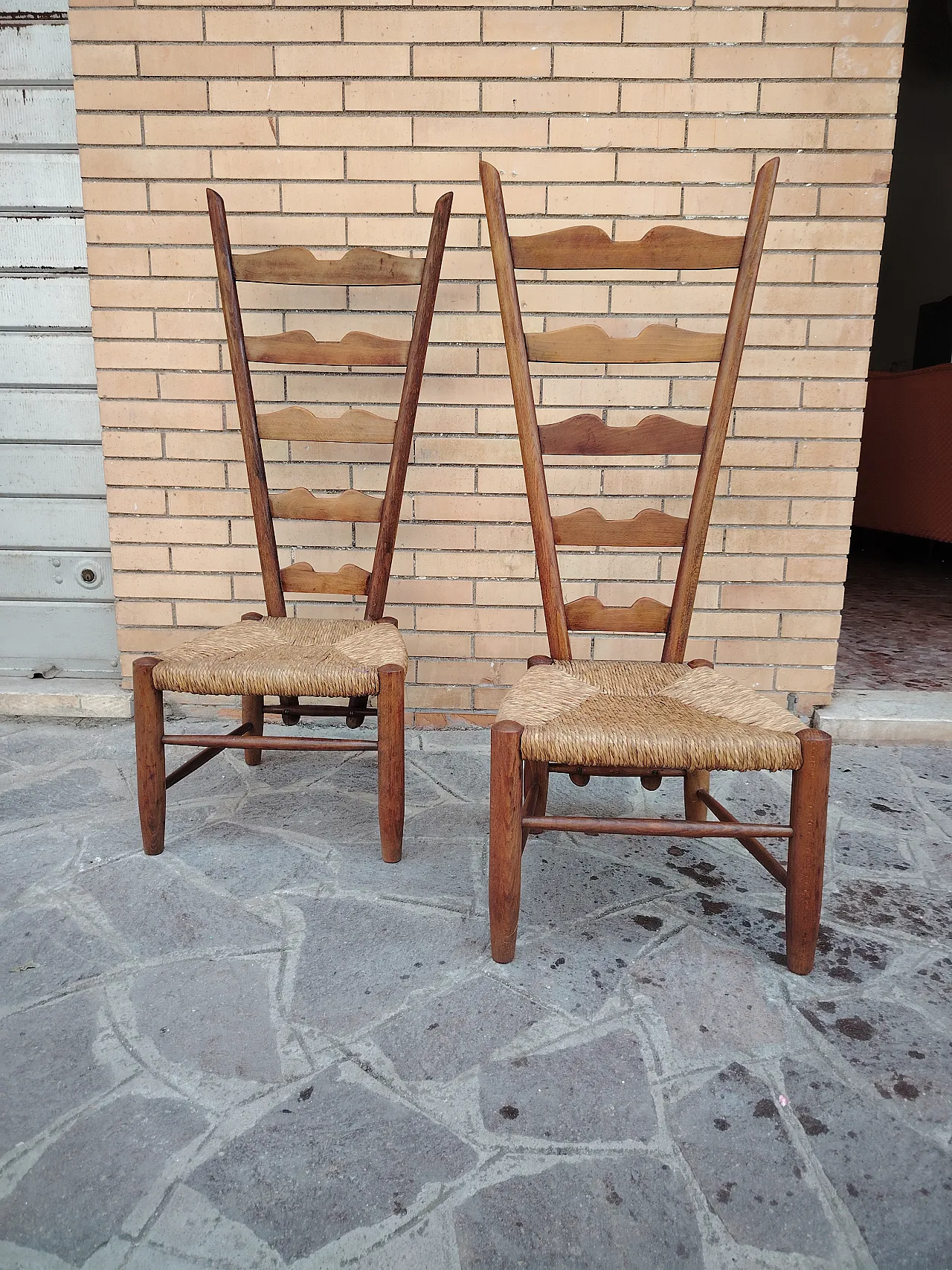Pair of rare Gio Ponti fireplace chairs from the 1940s 6