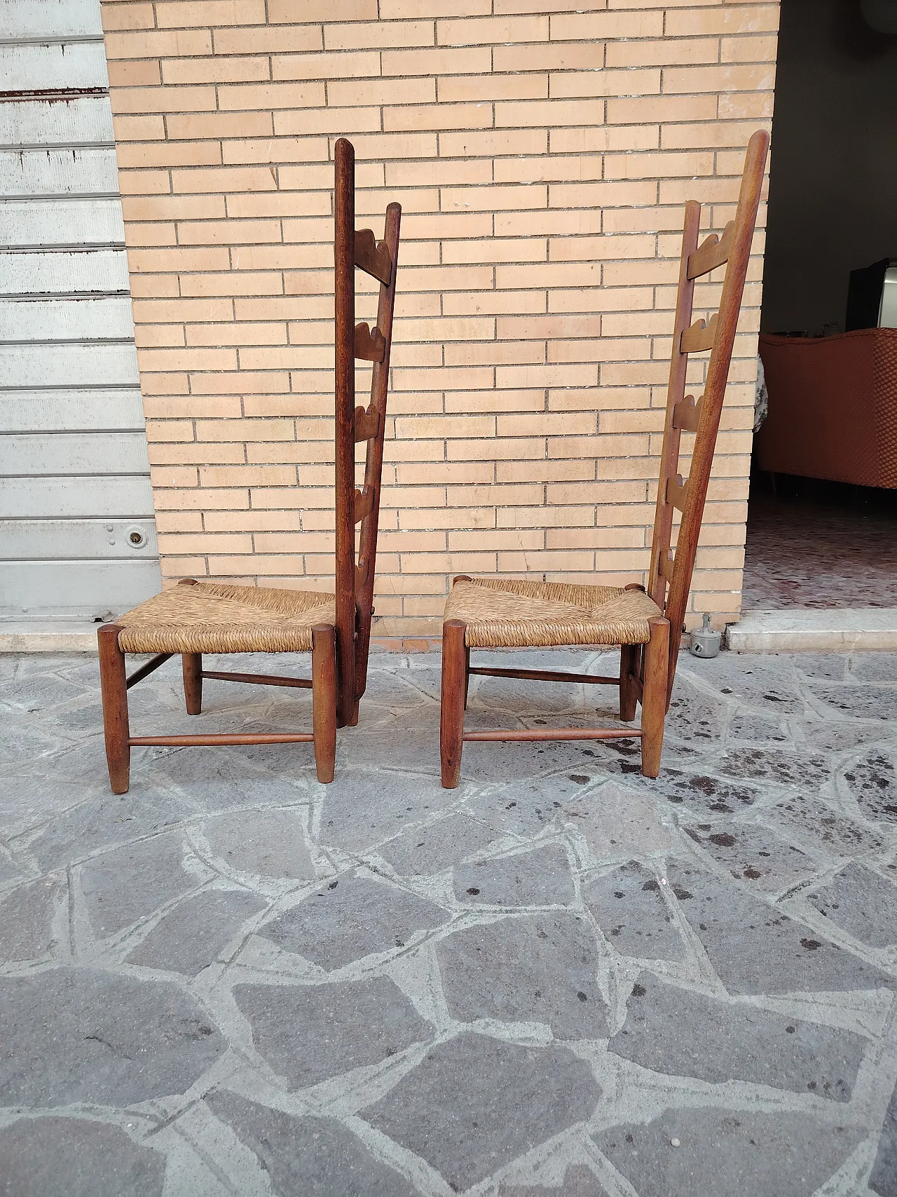 Pair of rare Gio Ponti fireplace chairs from the 1940s 16