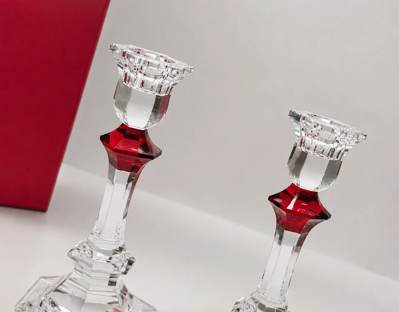 Baccarat - Candlestick (2) - Crystal, Glass - Harcourt candlestick Red 4