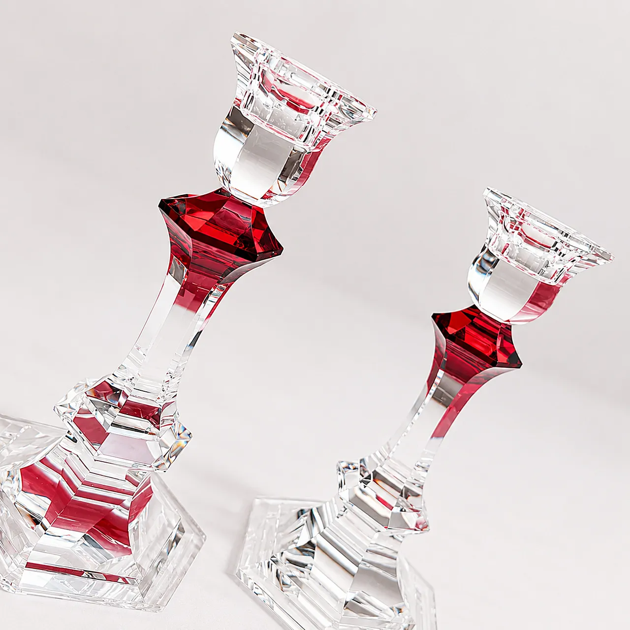 Baccarat - Candlestick (2) - Crystal, Glass - Harcourt candlestick Red 11