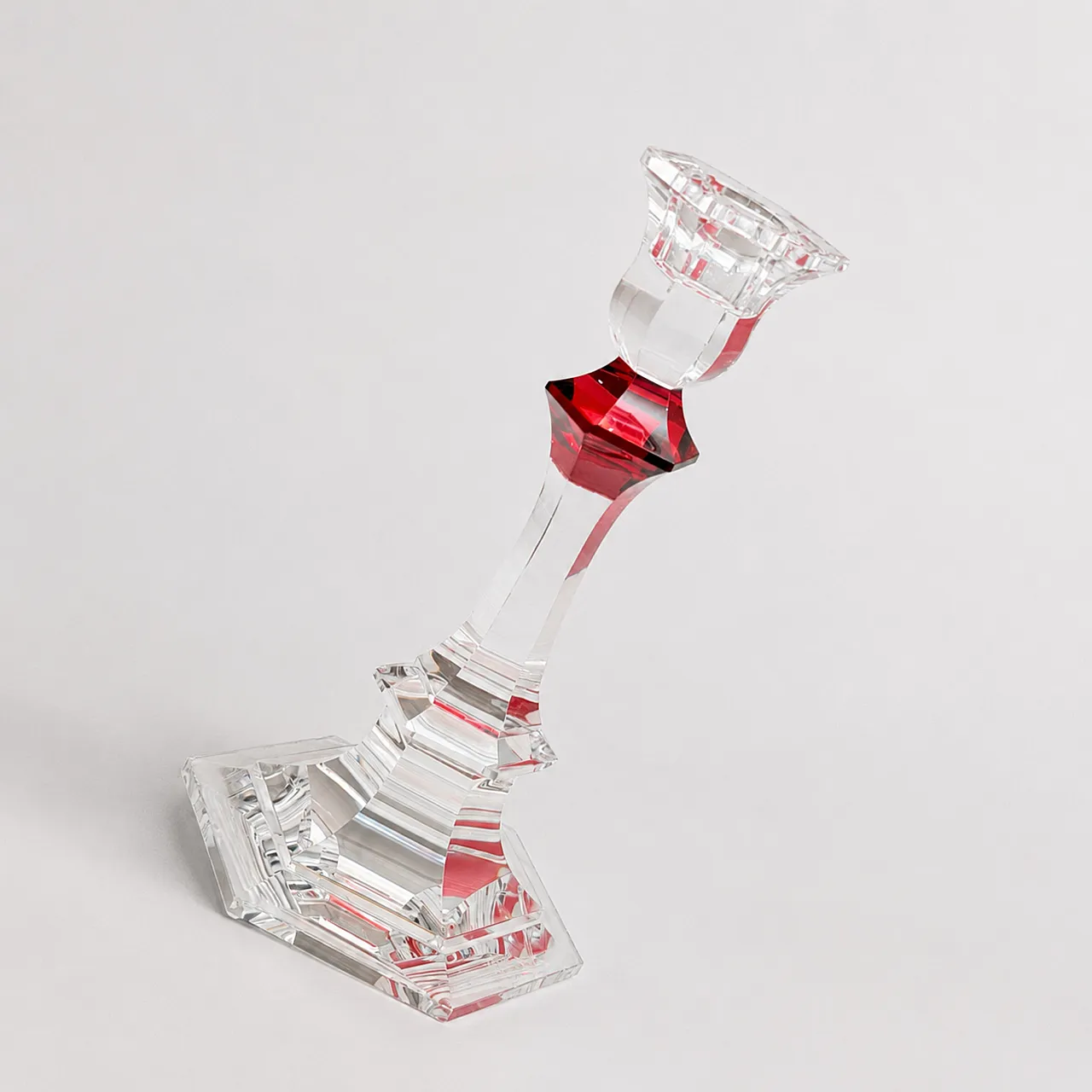 Baccarat - Candlestick (2) - Crystal, Glass - Harcourt candlestick Red 13