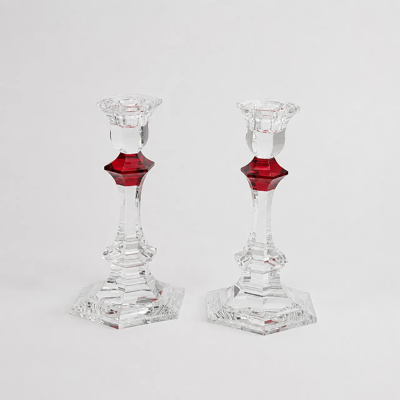 Baccarat - Candlestick (2) - Crystal, Glass - Harcourt candlestick Red 14