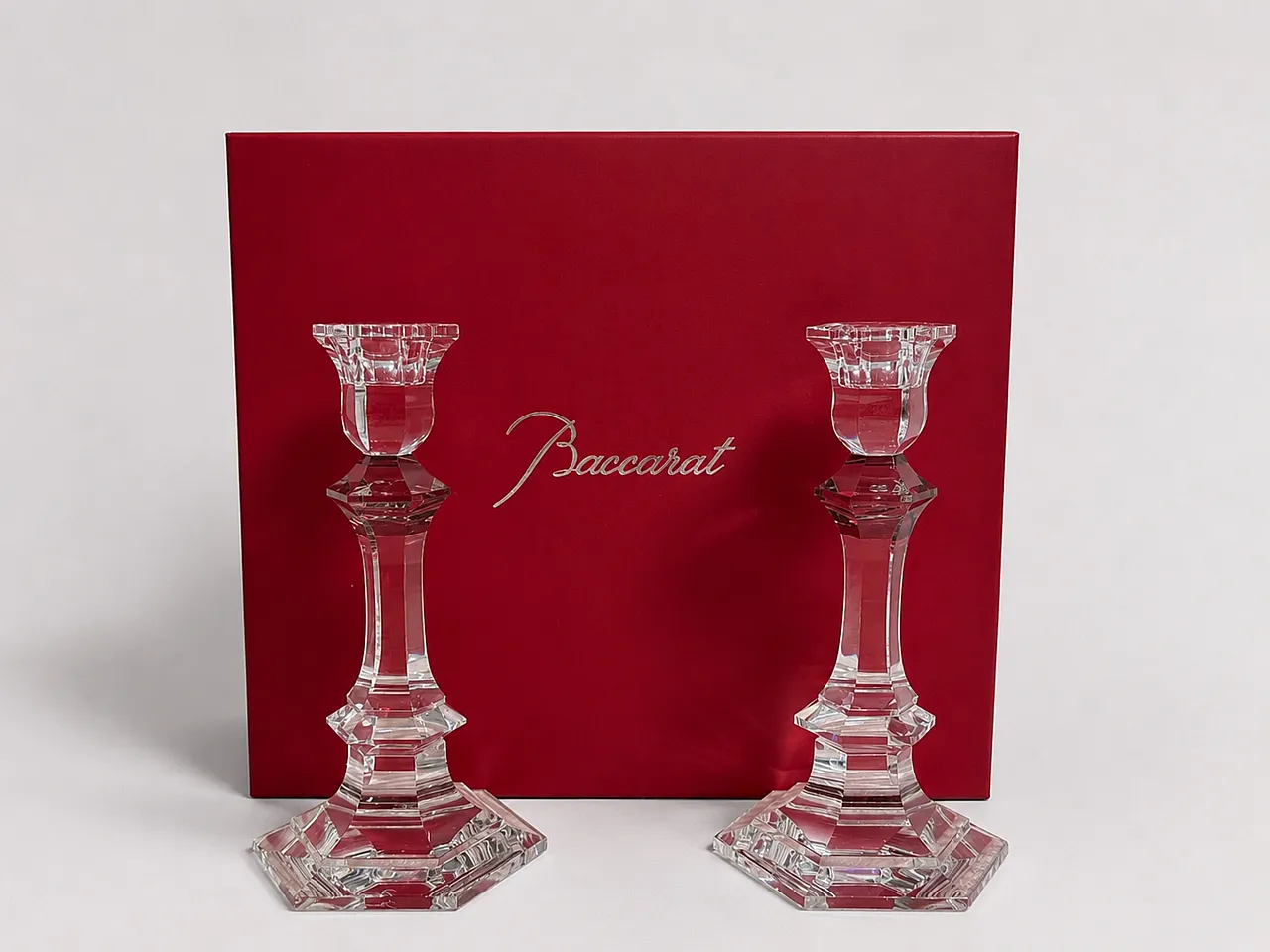 Baccarat - Candlestick (2) - Crystal, Glass - Harcourt candlestick Red 16