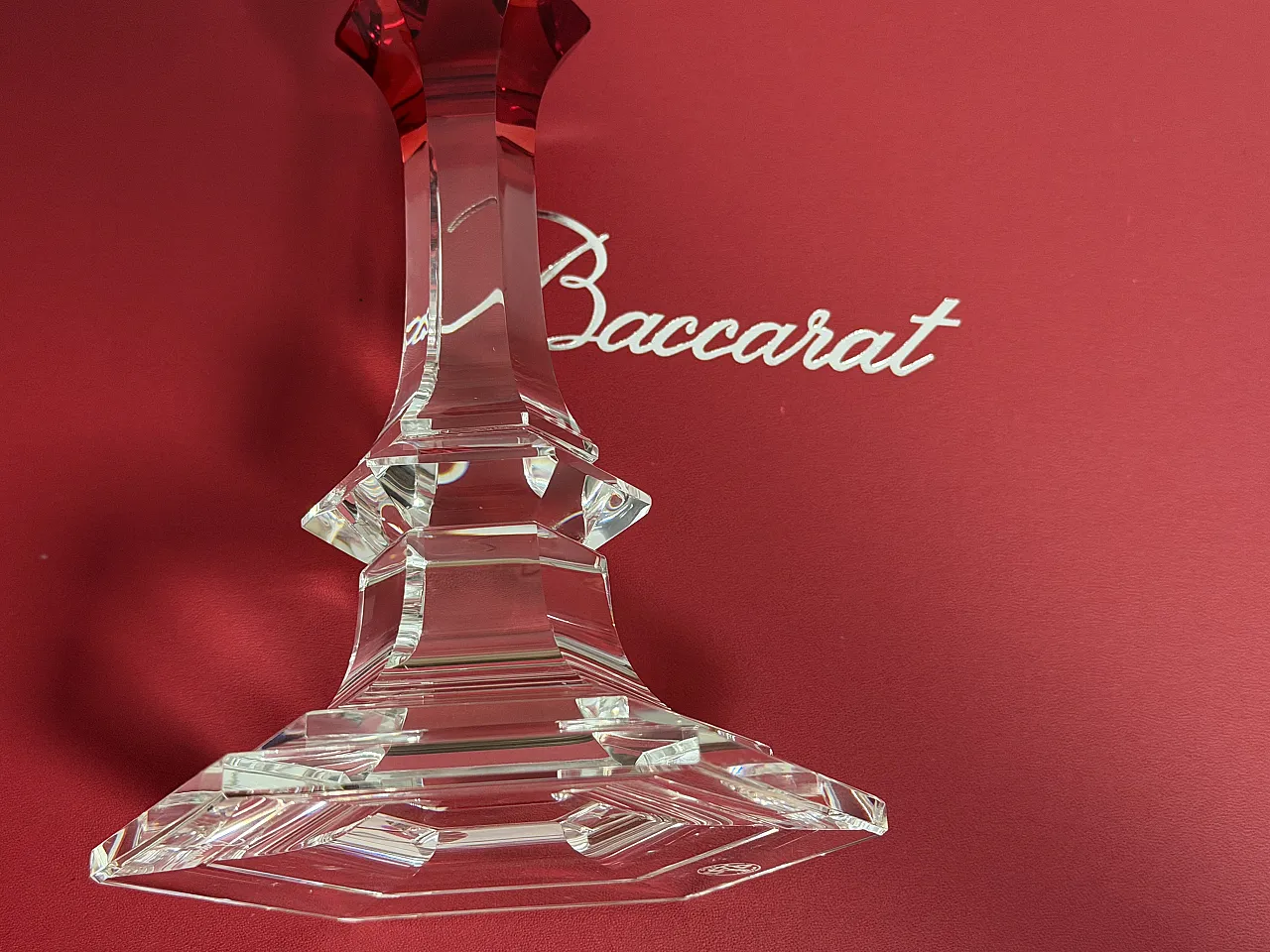 Baccarat - Candlestick (2) - Crystal, Glass - Harcourt candlestick Red 18