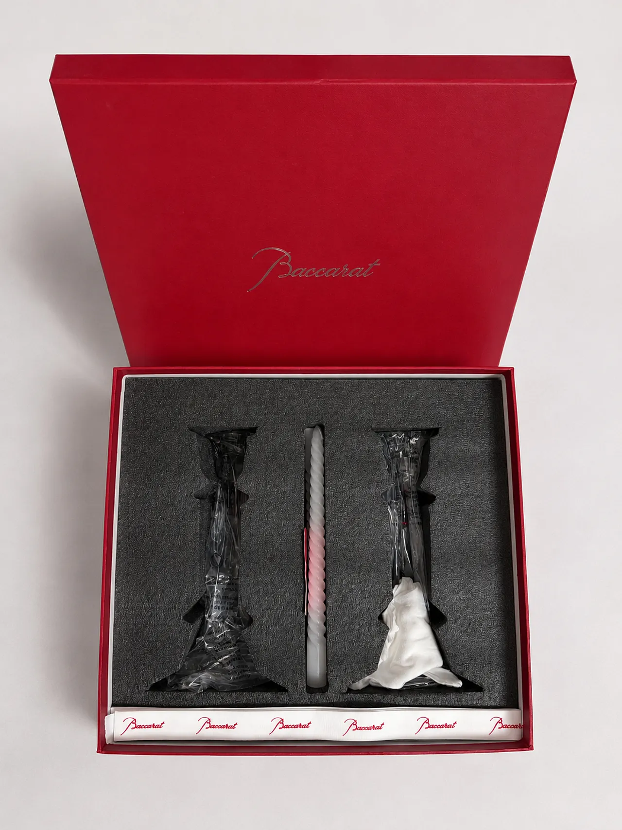 Baccarat - Candlestick (2) - Crystal, Glass - Harcourt candlestick Red 23