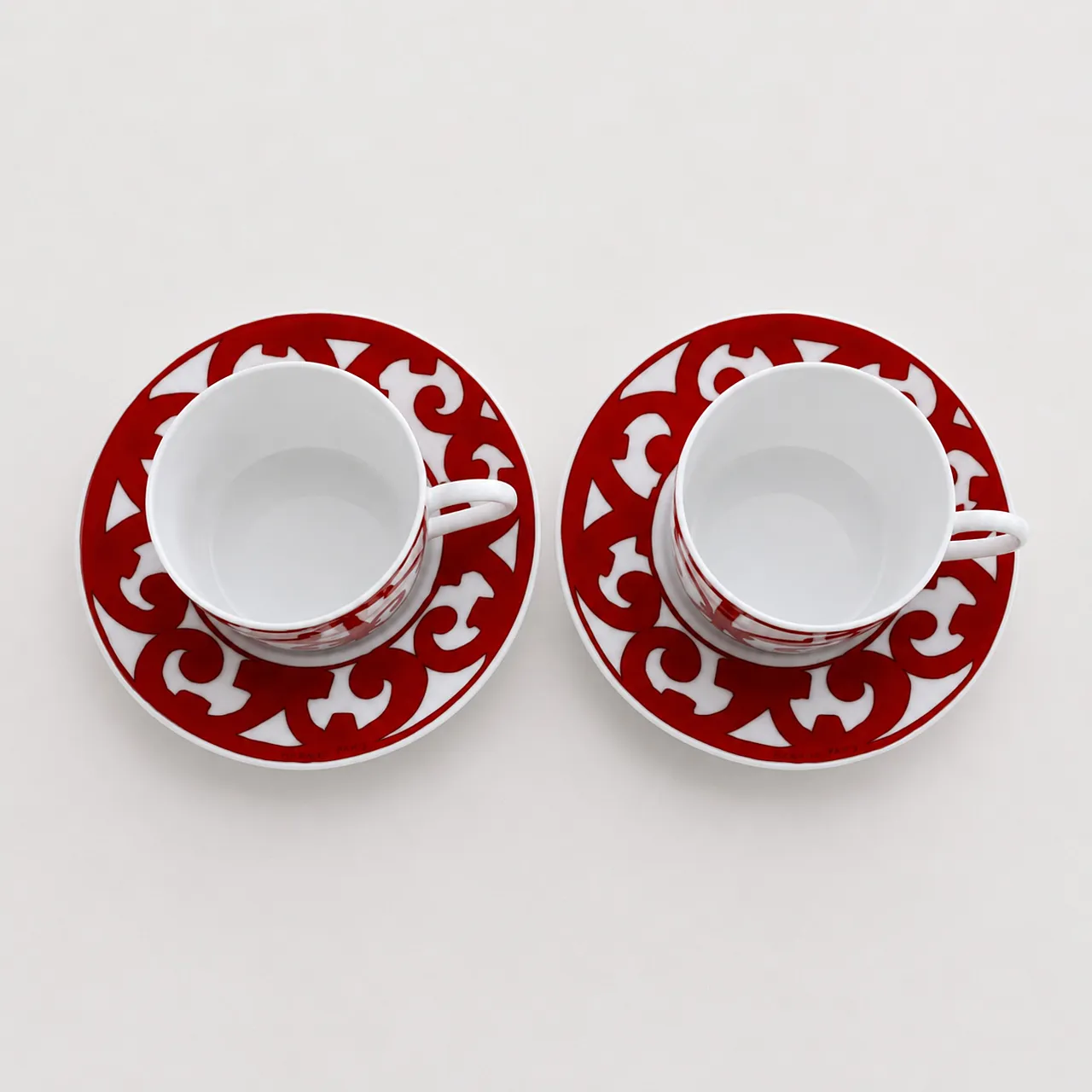 Hermes Balcon du Guadalquivir Red Tea Cup Saucer Tableware 2 set 5