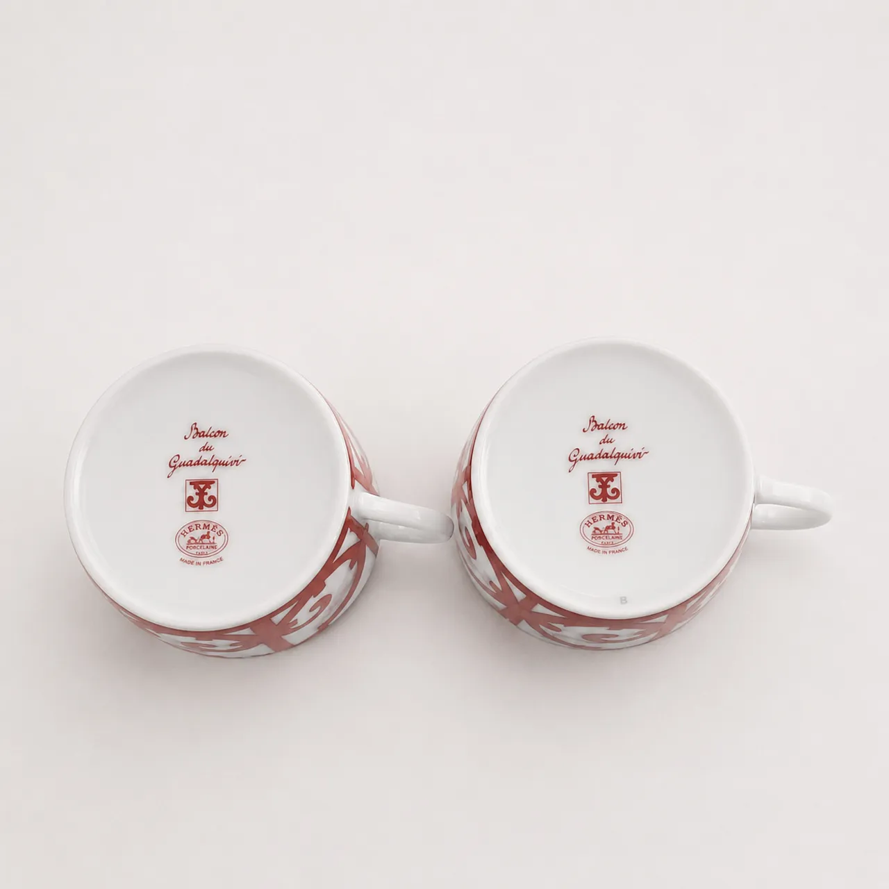 Hermes Balcon du Guadalquivir Red Tea Cup Saucer Tableware 2 set 8