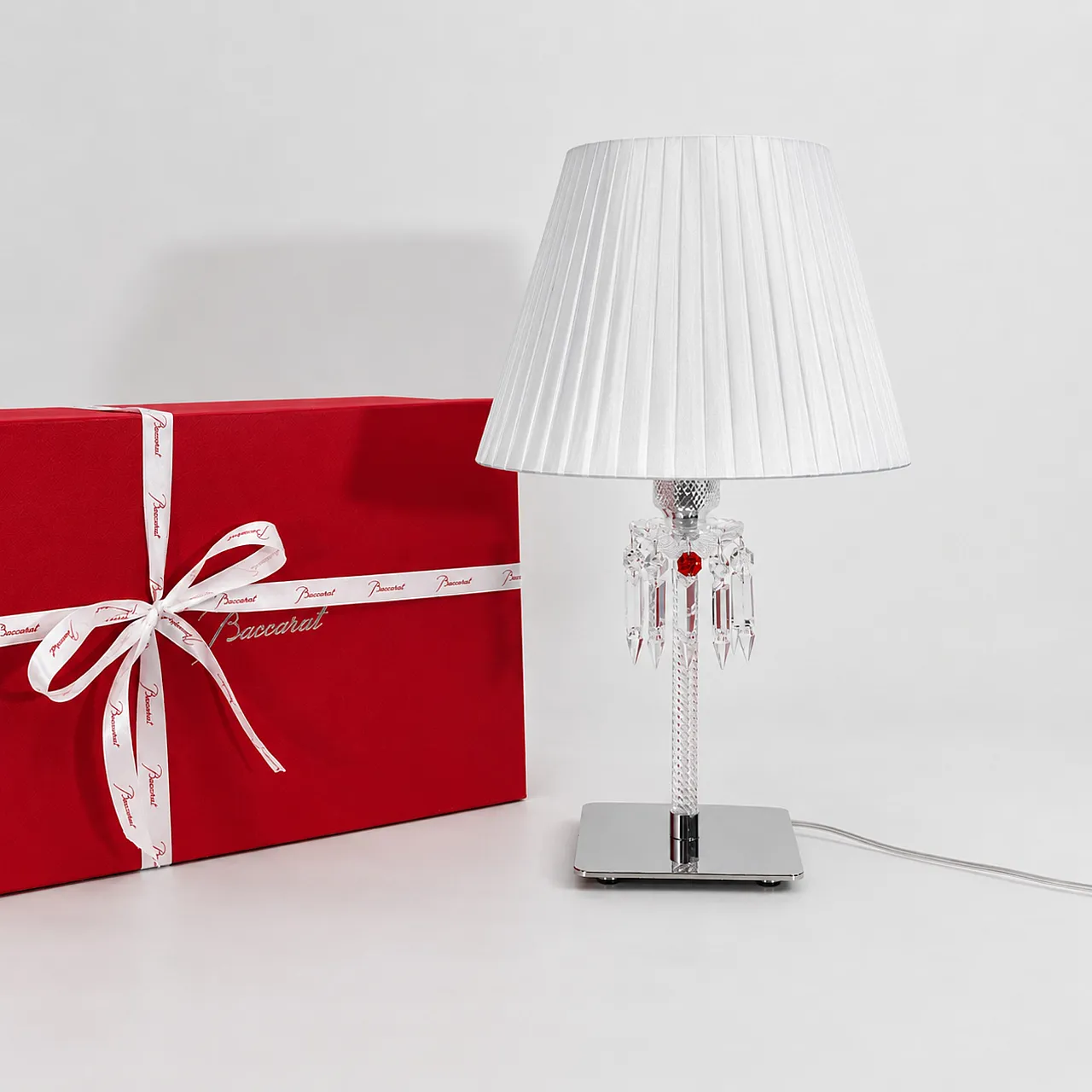 Baccarat Clear Crystal Table Torch Lamp 1