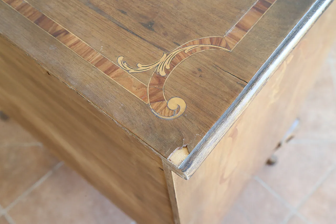 Ribalta secretaire bureau Luigi XV intarsiata noce cerea, '900 11