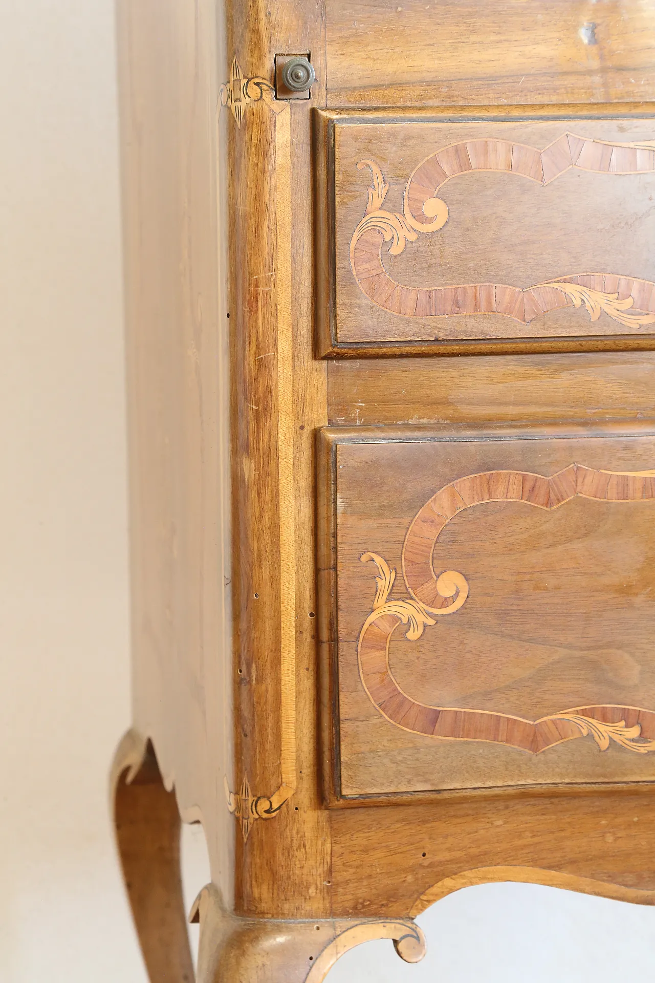 Ribalta secretaire bureau Luigi XV intarsiata noce cerea, '900 18